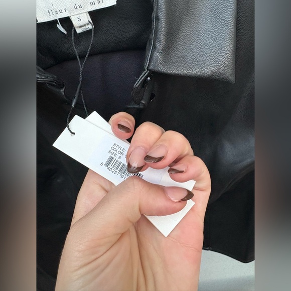 Fleur Du Mal Faux Leather Cropped Button Down in Black New with Tags! - Picture 7 of 13